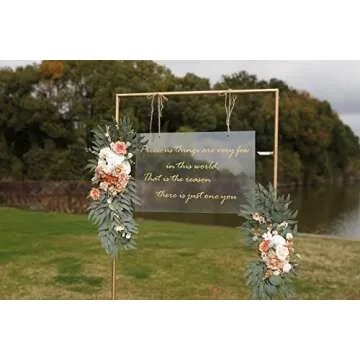 Serra Flora Wedding Arch Flowers Swags Kit (Pack of 2) for DIY Artificial Peony Greenery Arrangements Party Welcome Ceremony Sign and Reception Backdrop Floral Decoration (White Orange)
