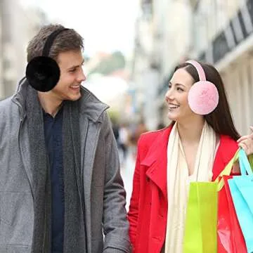 Simplicity Cat Ear Muffs For Women Warm Furry Folding Ear Muffs Winter Women Ear Warmers Girls Earmuffs for Running Cycling, Light Pink