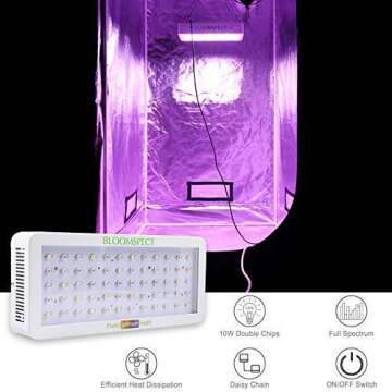 BLOOMSPECT 600W LED Grow Light: Full Spectrum with IR for Indoor Hydroponics Greenhouse Plants Veg and Bloom (60pcs 10W LEDs)