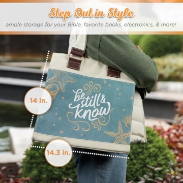 Shop Inspirational Blue Tote Bag with Bible Verse
