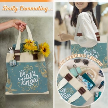 Shop Inspirational Blue Tote Bag with Bible Verse