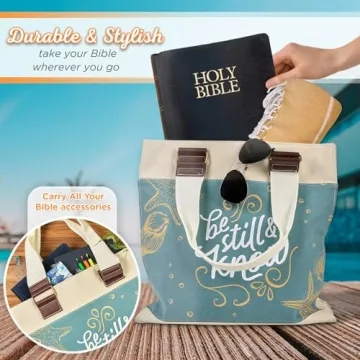 Shop Inspirational Blue Tote Bag with Bible Verse