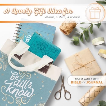 Shop Inspirational Blue Tote Bag with Bible Verse