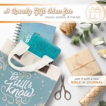 Shop Inspirational Blue Tote Bag with Bible Verse