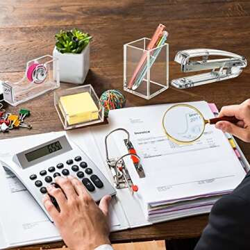 6-Piece Clear Office Desk Accessories Set for Stylish Organization