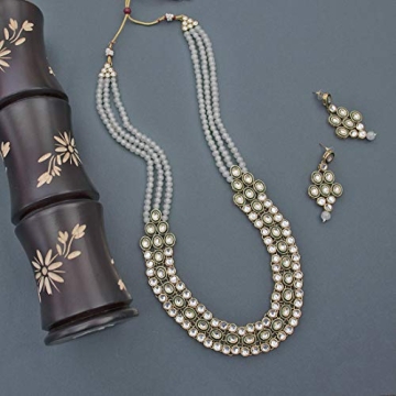 Elegant Aheli Kundan Necklace Earring Set for Women