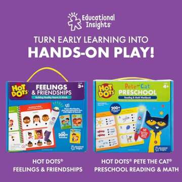 Educational Insights Hot Dots Preschool Workbook: Reading & Math Essentials - Toddler and Preschool Learning Activities, Preschool Classroom Must Haves