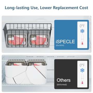 iSPECLE Upright Freezer Organizer Bins - 4 Pack Freezer Baskets for 16/17 / 21 Cu.Ft Stand up Freezer, Easily Get Food, Stop Food Fall out from Freezer Allow Air Circulation, 2 Large 2 Medium, Black