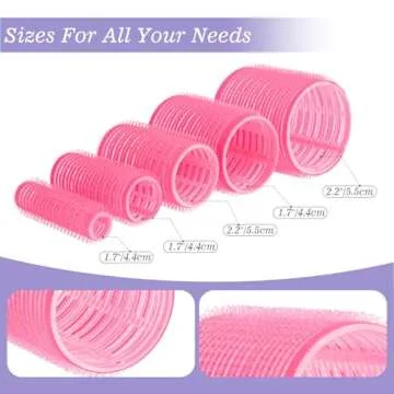 72Pcs Hair Rollers Set, 5 Size, Self Grip Hair Curlers for Blowout Look Long Medium Short Hair and Thick, Fine Hair Volume and Bangs, Jumbo Large Small 30 Roller, 40 Hair Clip, Tail Comb, Storage Bag