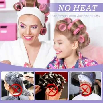 72Pcs Hair Rollers Set, 5 Size, Self Grip Hair Curlers for Blowout Look Long Medium Short Hair and Thick, Fine Hair Volume and Bangs, Jumbo Large Small 30 Roller, 40 Hair Clip, Tail Comb, Storage Bag