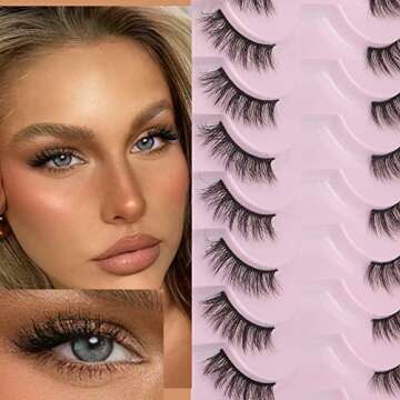 FANXITON Half Lashes Natural Look Wispy 10 Pairs Cat Eye Lashes 3D False Eyelashes Fluffy Soft 15 MM...
