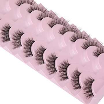 FANXITON Half Lashes Natural Look Wispy 10 Pairs Cat Eye Lashes 3D False Eyelashes Fluffy Soft 15 MM Short Faux Mink Lashes Sets Pack