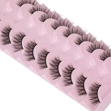 FANXITON Half Lashes Natural Look Wispy 10 Pairs Cat Eye Lashes 3D False Eyelashes Fluffy Soft 15 MM Short Faux Mink Lashes Sets Pack