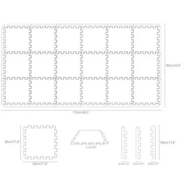 Yostrong 18 Tiles Interlocking Animal Puzzle Foam Baby Play Mat with Straight Edges for Playing - Rubber EVA Babies Crawling Mats for Floor. White, Light Gray. YOP-51(AL) b18S18