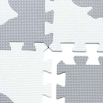 Yostrong 18 Tiles Interlocking Animal Puzzle Foam Baby Play Mat with Straight Edges for Playing - Rubber EVA Babies Crawling Mats for Floor. White, Light Gray. YOP-51(AL) b18S18