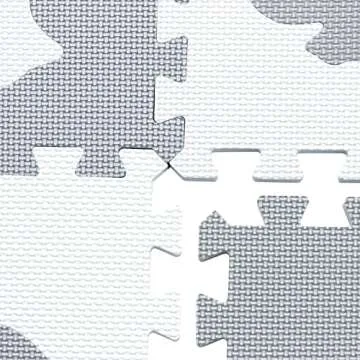Yostrong 18 Tiles Interlocking Animal Puzzle Foam Baby Play Mat with Straight Edges for Playing - Rubber EVA Babies Crawling Mats for Floor. White, Light Gray. YOP-51(AL) b18S18