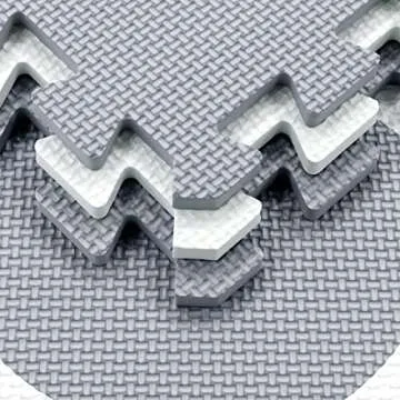 Yostrong 18 Tiles Interlocking Animal Puzzle Foam Baby Play Mat with Straight Edges for Playing - Rubber EVA Babies Crawling Mats for Floor. White, Light Gray. YOP-51(AL) b18S18