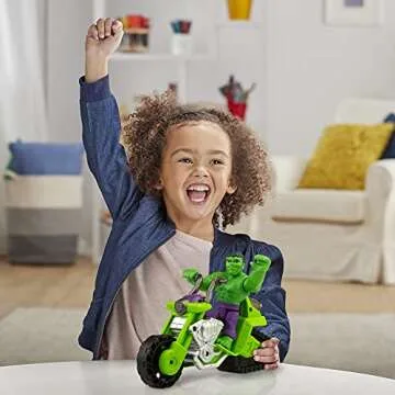 Playskool Super Hero Adventures Playskool Heroes Marvel Hulk Smash Tank, 5-Inch Figure and Motorcycle Set, Toys for Kids Ages 3 and Up , Green