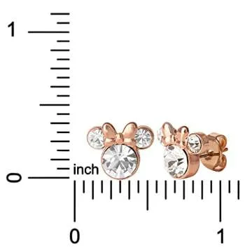 Disney Minnie Mouse April Birthstone Gold Flash Plated Stud Earrings and Silver Plated Hoop Earrings Latch Back Bundle