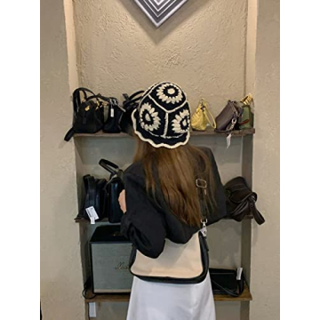 JiaTL WeyJia Knit Bucket Hat for Women Handmade Crochet Foldable Floppy Hat Fashion Cute Comfy and Casual (B-Black)
