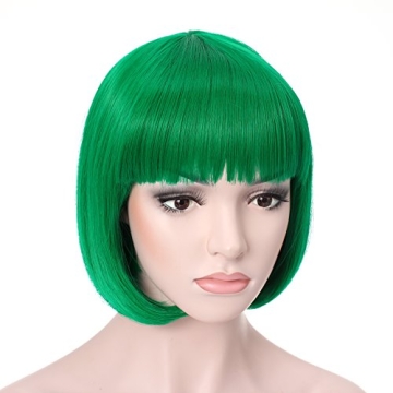 Onedor 10" Short Straight Hair Wig - Flapper Cosplay Costume (T2615 - Green)