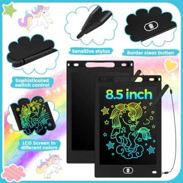 Tinlade 12 Pack LCD Writing Tablets - 8.5 Inch Doodle Boards for Kids