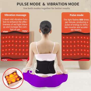 NICEUS Red Light Therapy with Pulsed and Vibrating Massage Function 3-in-1 LED Bead Red Light Therapy Belt, 660nm & 850nm Near Infrared Large Size Light Therapy for Body