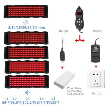 NICEUS Red Light Therapy with Pulsed and Vibrating Massage Function 3-in-1 LED Bead Red Light Therapy Belt, 660nm & 850nm Near Infrared Large Size Light Therapy for Body