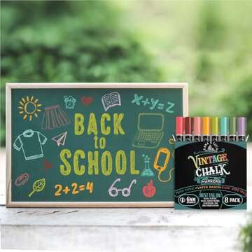 LANA & LUCA Liquid Chalk Markers - Wet Erase Marker Pens - for Chalkboards Signs, Windows, Blackboard, Glass - 6mm Reversible Tip (8 Pack) - Vintage Colors Multicolor