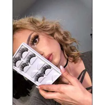 3D Mink False Eyelash LASGOOS Degisn Luxurious Natural Messy Volume Fluffy Long Hot Fake Eyelashes 5 Pairs/Box A11-5