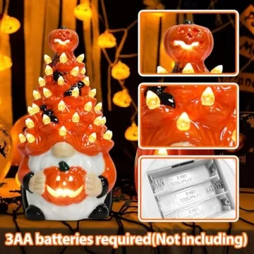 Halloween Ceramic Gnomes Tree - 8.6" Indoor Decoration