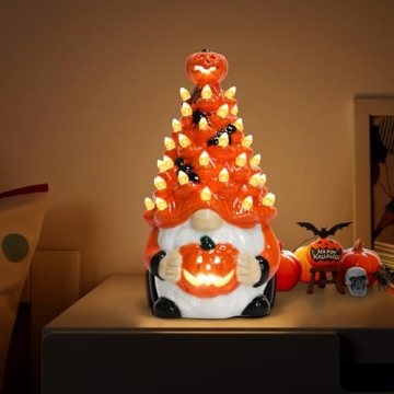 Halloween Ceramic Gnomes Tree - 8.6" Indoor Decoration