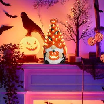 Halloween Ceramic Gnomes Tree - 8.6" Indoor Decoration