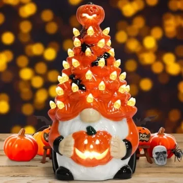 Halloween Ceramic Gnomes Tree - 8.6" Indoor Decoration