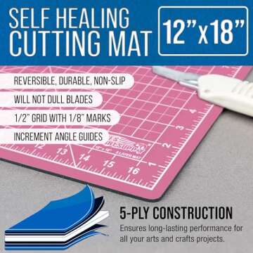 U.S. Art Supply 12" x 18" Pink/Blue Professional Self Healing 5-Ply Double Sided Durable Non-Slip Cu...