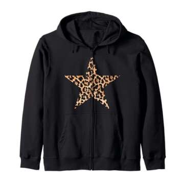 Leopard Print Y2K Star Zip Hoodie - Classic Fit & Stylish Design