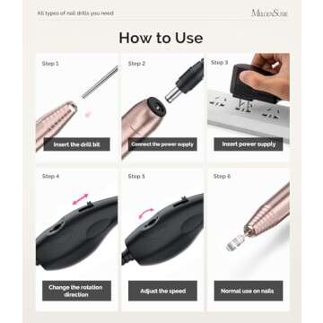 MelodySusie Portable Electric Nail Drill,PC120B Compact Efile Electrical Professional Nail File Kit for Acrylic, Gel Nails, Manicure Pedicure Polishing Shape Tools Design for Home Salon Use