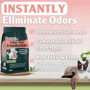 Sprinkle & Sweep Litter Box Deodorizer - Cat Litter Deodorizer Non Toxic and Safe for Kittens - Inst...