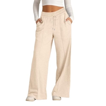 SHAOBGE Sweatpants Women White Sweatpants Women Wide Leg Sweatpants Women Petite Women's Athletic Pants Plus Size Womens Clothing Spring Vacation Going Out Valentines Day Gifts for Her Beige Small