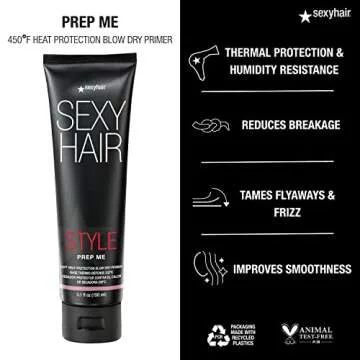 SexyHair Style Prep Me Heat Protection Blow Dry Primer, 5.1 oz | Heat Protection | Up to 68% Breakage Reduction | Ideal for Layering