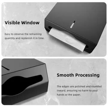 Paper Towel Dispenser Wall Mount with Key Lock, Commercial Hand Towel Dispenser C-fold/Multi-fold/Tri-fold Paper Towel Holder for Bathroom Restroom, Stainless Steel (Matte Black)