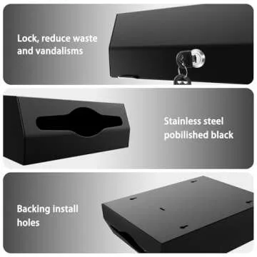 Paper Towel Dispenser Wall Mount with Key Lock, Commercial Hand Towel Dispenser C-fold/Multi-fold/Tri-fold Paper Towel Holder for Bathroom Restroom, Stainless Steel (Matte Black)