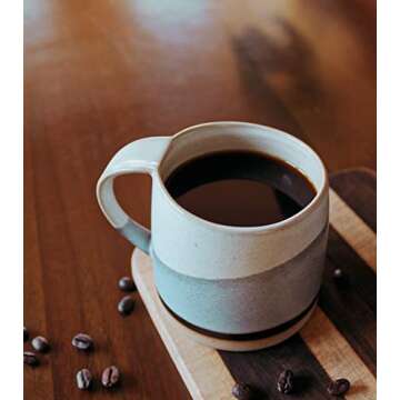 Well Covered & Green Original Day Glazed Ceramic Coffee Mug Set - 2 Vintage Japanese Style Cappucino Coffee Mugs - Stoneware Mug & Matcha Cup Gift Set - 2 x White, 12oz