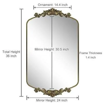 Buy SMIROR Arched Gold Antique 24x36 Vintage Mirror