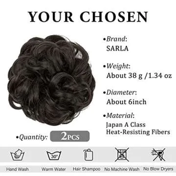 SARLA 2PCS Messy Hair Bun Hair Pieces Wavy Curly Synthetic Updo Fake Scrunchies Ponytail Extension f...