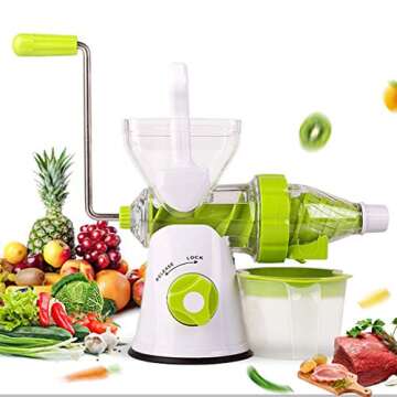 Manual Masticating Juicer - Fresh Fruit and Vegetable Extractor