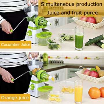 Manual Masticating Juicer - Fresh Fruit and Vegetable Extractor