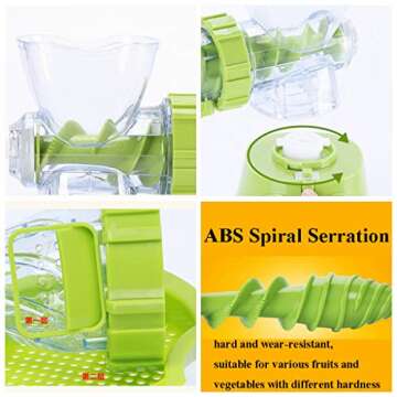 Manual Masticating Juicer - Fresh Fruit and Vegetable Extractor