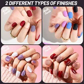 Teenitor 24Pack Short Press On Nails, 576Pcs Round Press On Nails, Matte and Glossy Short Fake Nails With Glue