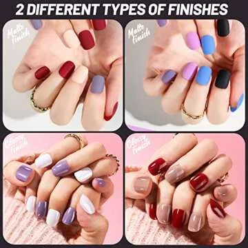 Teenitor 24Pack Short Press On Nails, 576Pcs Round Press On Nails, Matte and Glossy Short Fake Nails With Glue